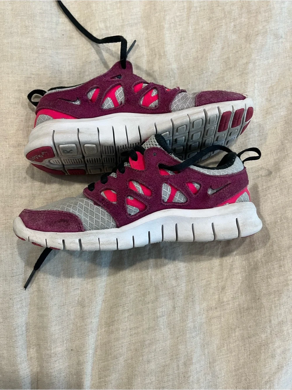 Nike Kids Gray, Pink & Black Mesh Athletic Sneakers